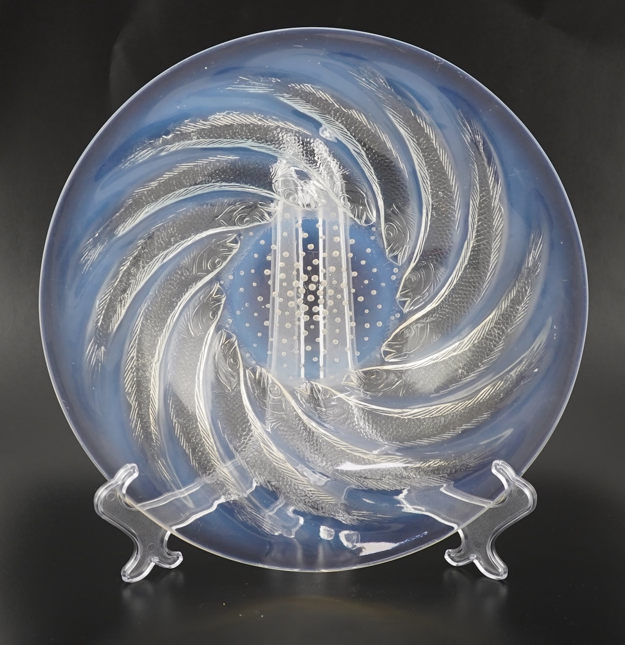 René Lalique: A 'Poissons' opalescent glass shallow bowl